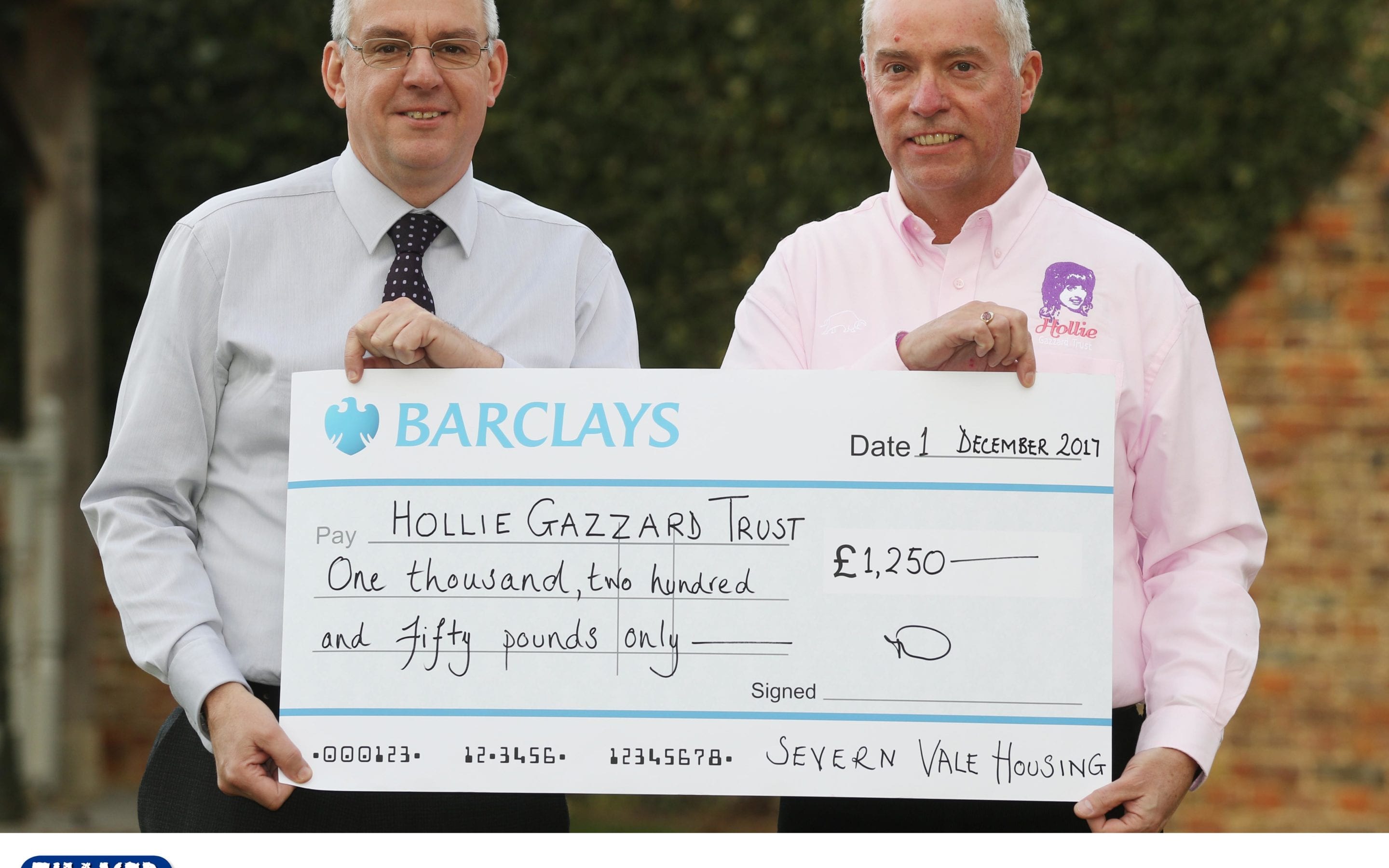 Severn Vale Housing present Nick Gazzard with a cheque